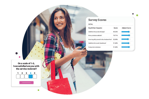 A customer filling up csat survey after shopping at a retail store.