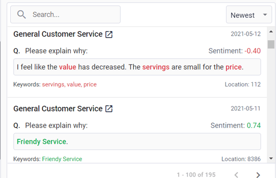 Intouch Insight Comments Dashboard